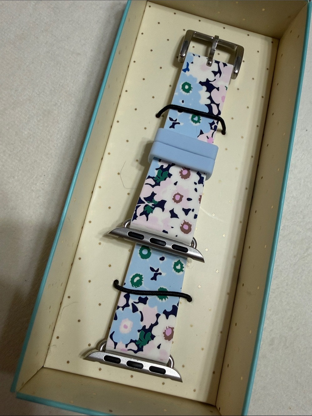 Floral Silicone Apple Watch Strap 38mm - Pastel Blue & Pink